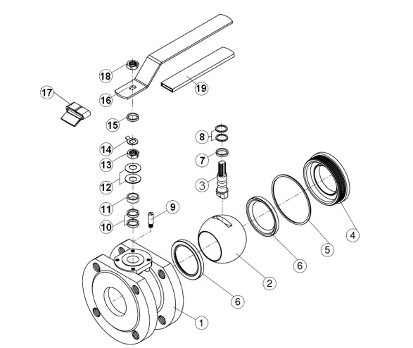 stainless steel wafer type flanged ultra thin Italian ball valve (4)