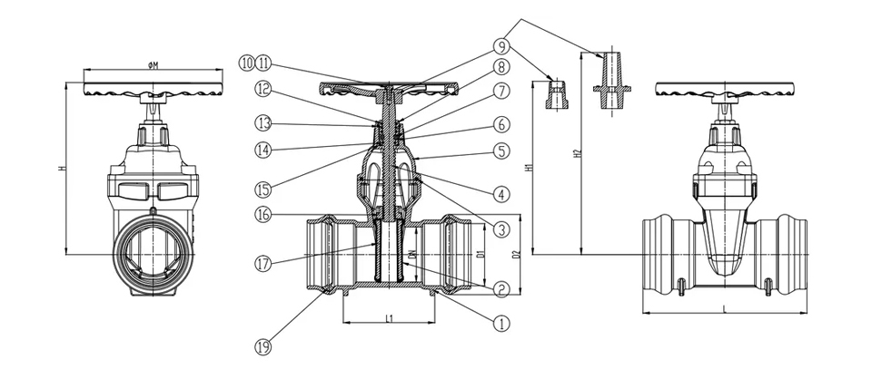 Resilient Wedge Gate Valve with PVC socket ends PN16 Resilient Wedge Gate Valve with PVC socket ends PN16