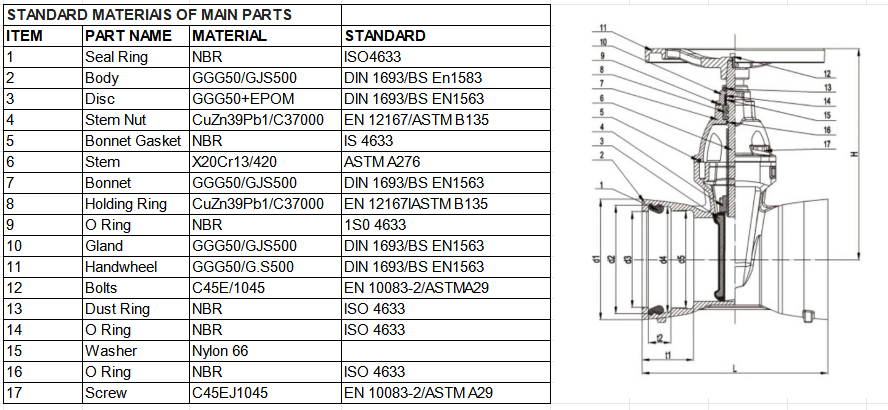 Socket End Resilient Gate Valve For DI Pipe PN16 (4)