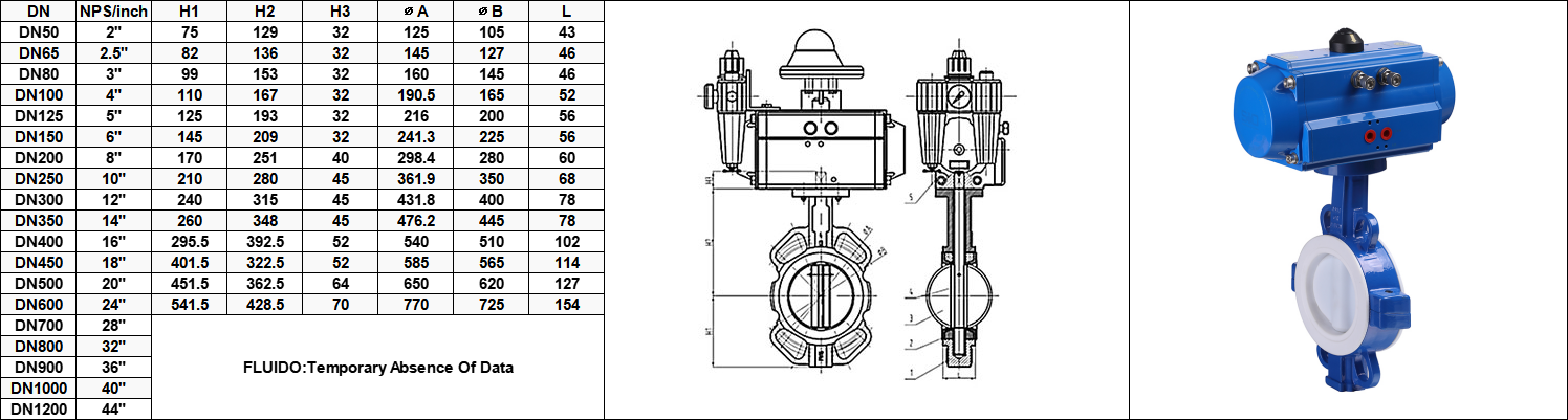 Wafer Butterfly Valve With pneumatic actuator size (2)